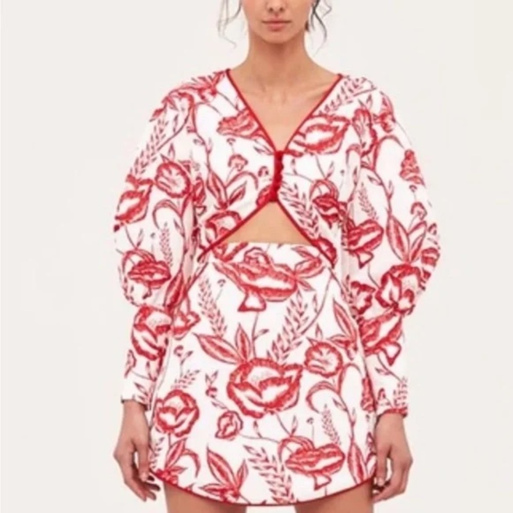 C/meo collective red and white mini dress